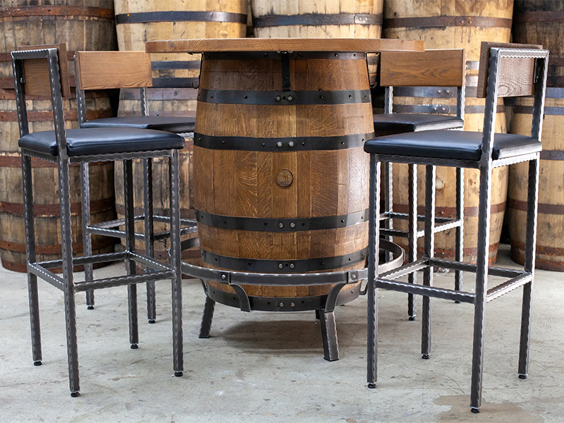 standard table top whiskey barrel furniture